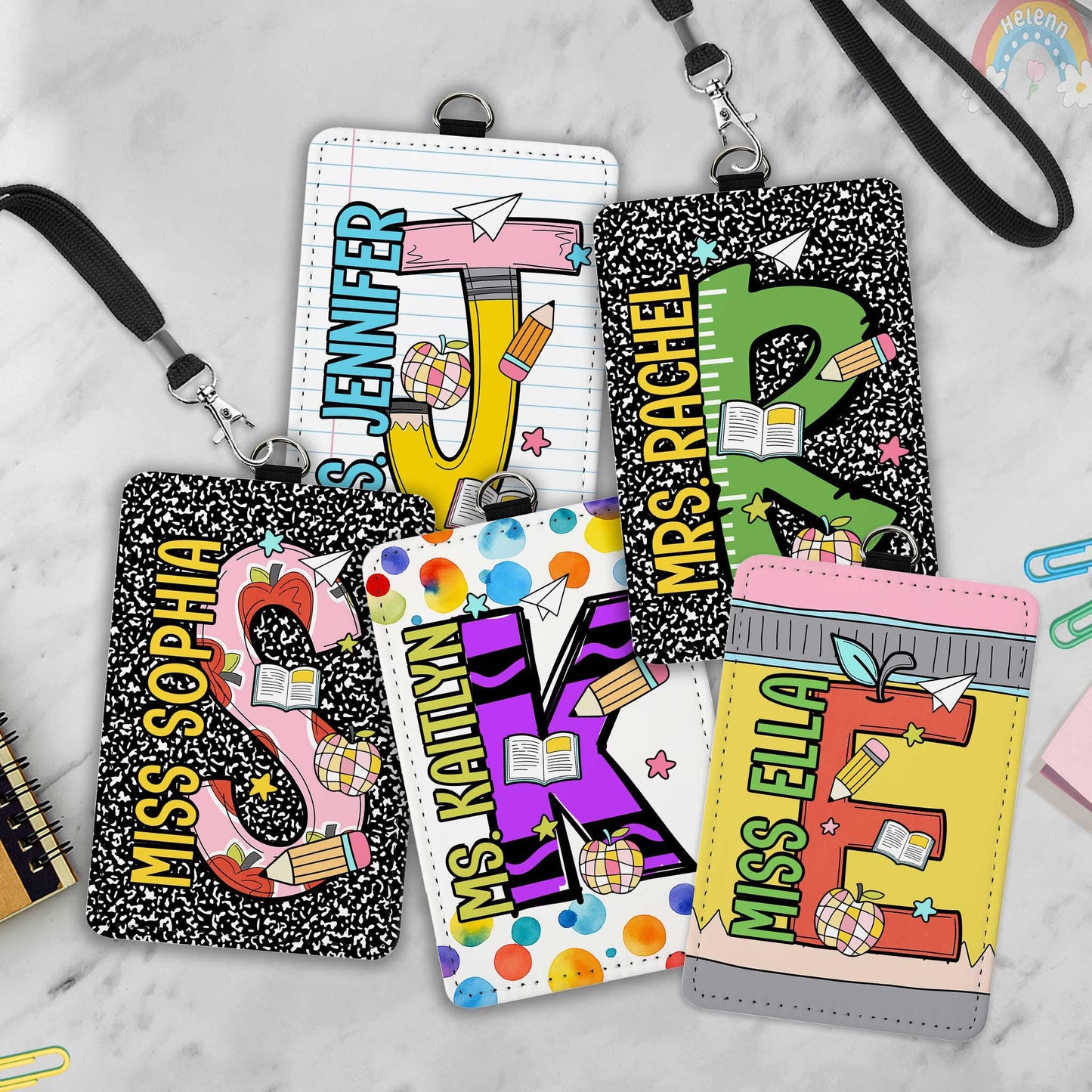 Custom Teacher ID Badge Holder, Teacher Gifts, Personalized ID Holder Lanyard Accessory, Teacher Appreciation Gift, Back To School Gift