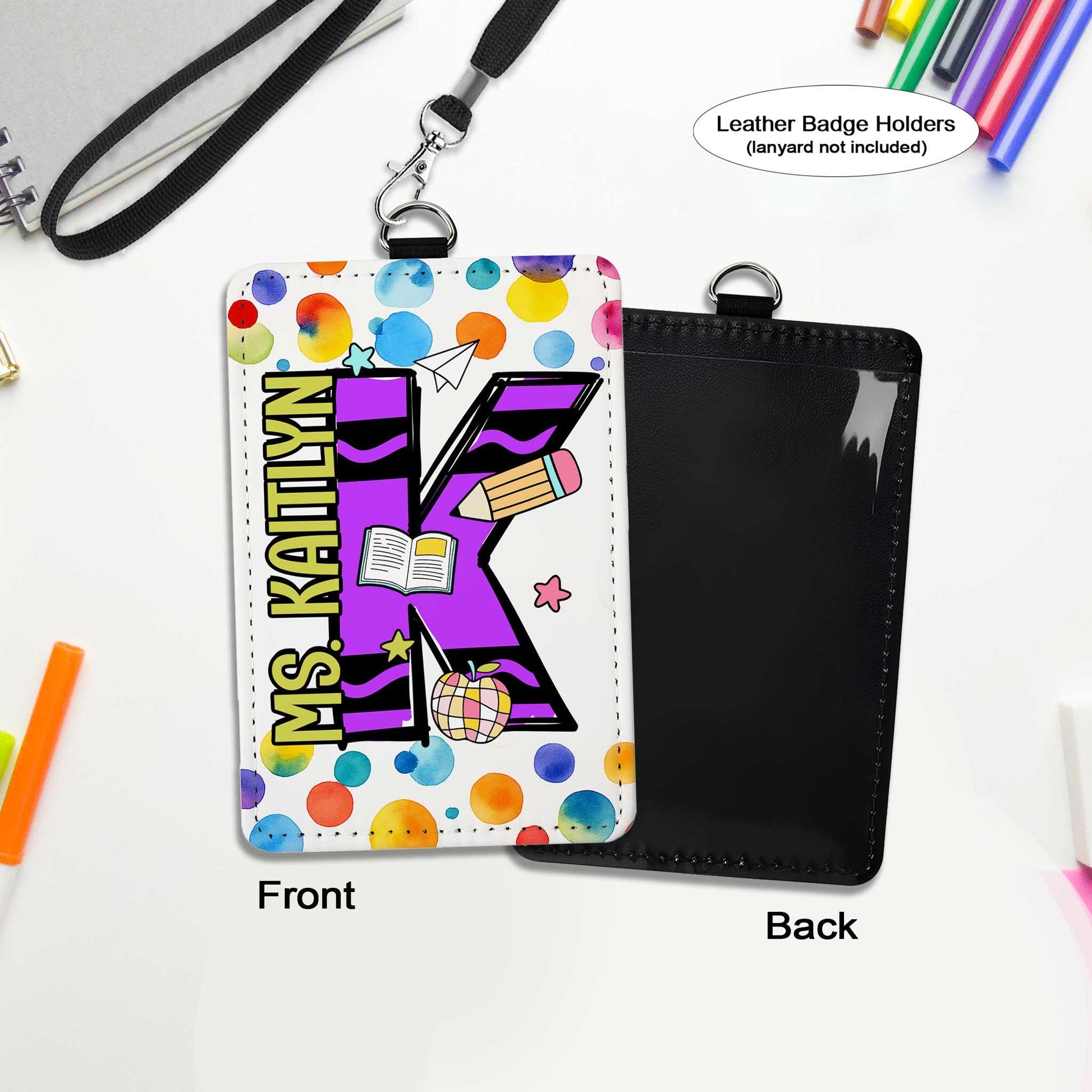 Custom Teacher ID Badge Holder, Teacher Gifts, Personalized ID Holder Lanyard Accessory, Teacher Appreciation Gift, Back To School Gift