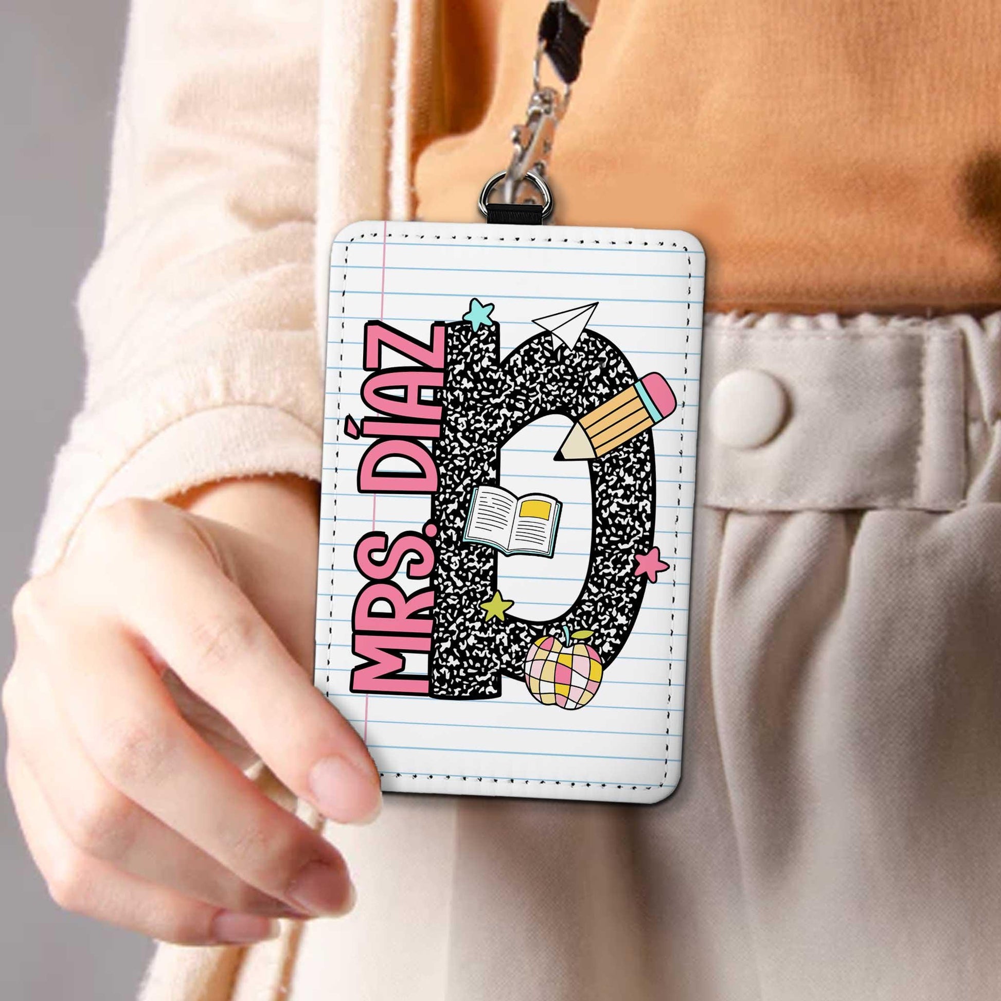 Custom Teacher ID Badge Holder, Teacher Gifts, Personalized ID Holder Lanyard Accessory, Teacher Appreciation Gift, Back To School Gift