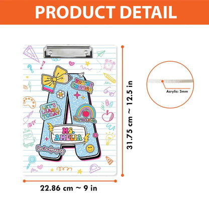 Custom Teacher Clipboard with Name, Acrylic Clipboard For Teacher, Personalized Teacher Gift, Back To School Gift, Teacher Appreciation Gift