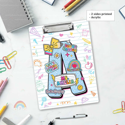 Custom Teacher Clipboard with Name, Acrylic Clipboard For Teacher, Personalized Teacher Gift, Back To School Gift, Teacher Appreciation Gift