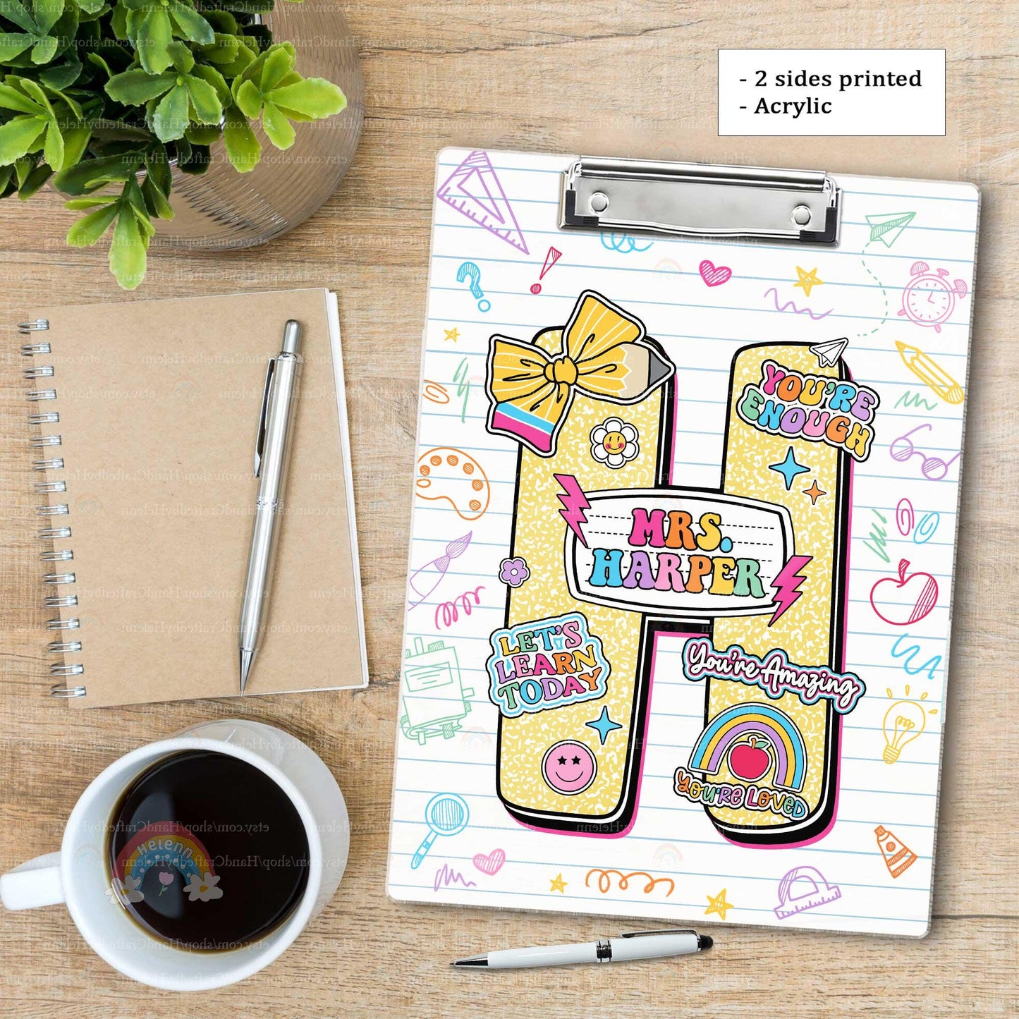 Custom Teacher Clipboard with Name, Acrylic Clipboard For Teacher, Personalized Teacher Gift, Back To School Gift, Teacher Appreciation Gift