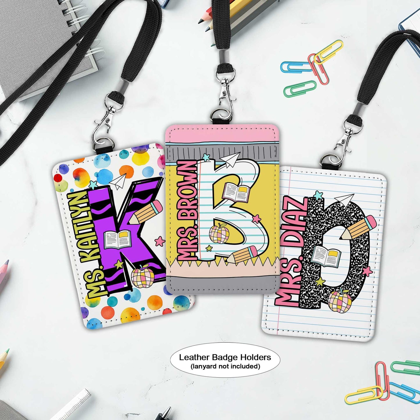 Custom Teacher ID Badge Holder, Teacher Gifts, Personalized ID Holder Lanyard Accessory, Teacher Appreciation Gift, Back To School Gift