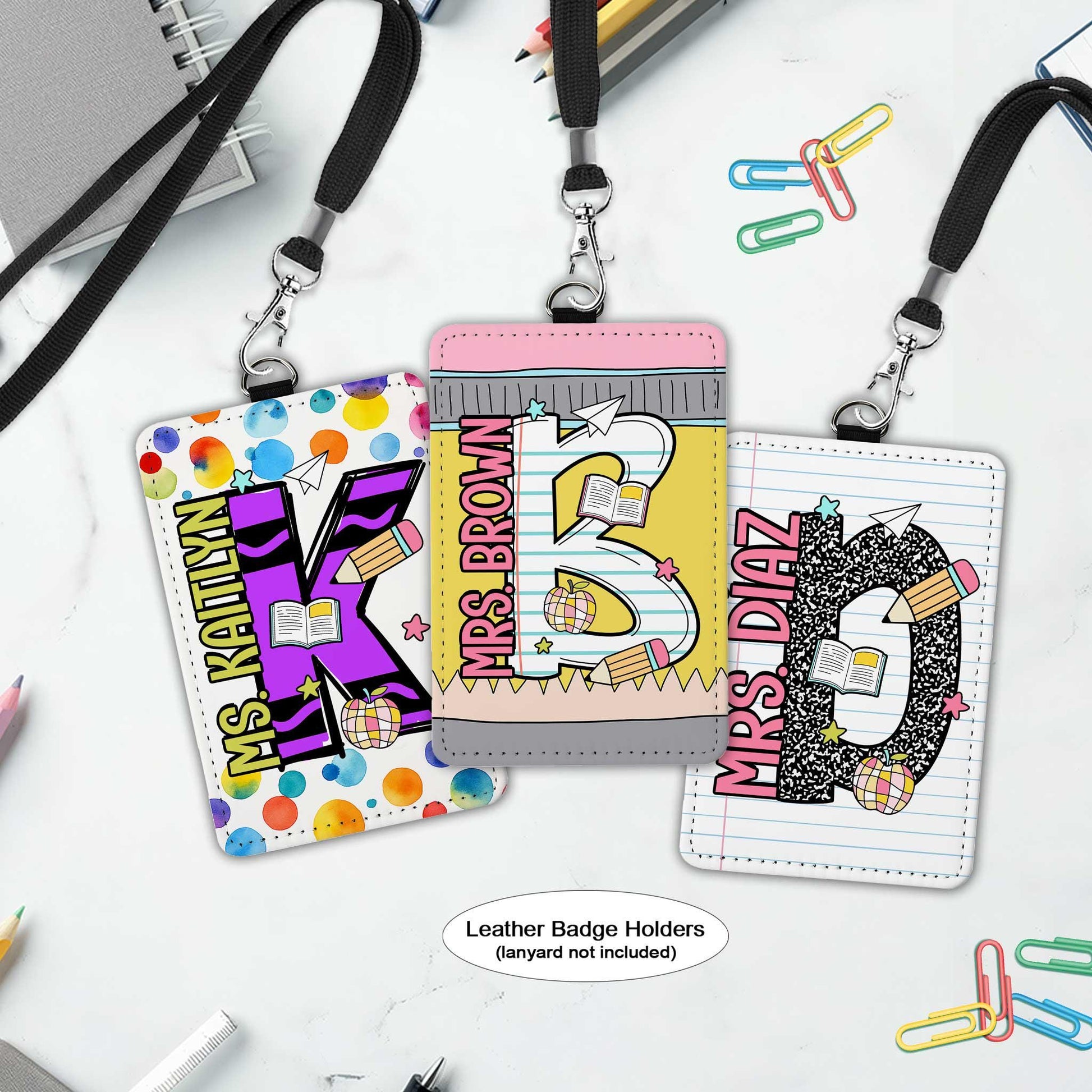 Custom Teacher ID Badge Holder, Teacher Gifts, Personalized ID Holder Lanyard Accessory, Teacher Appreciation Gift, Back To School Gift