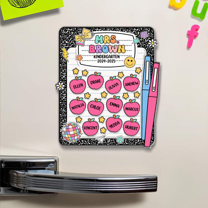 Custom Teacher Shaker Magnet, Composition Notebook Design
