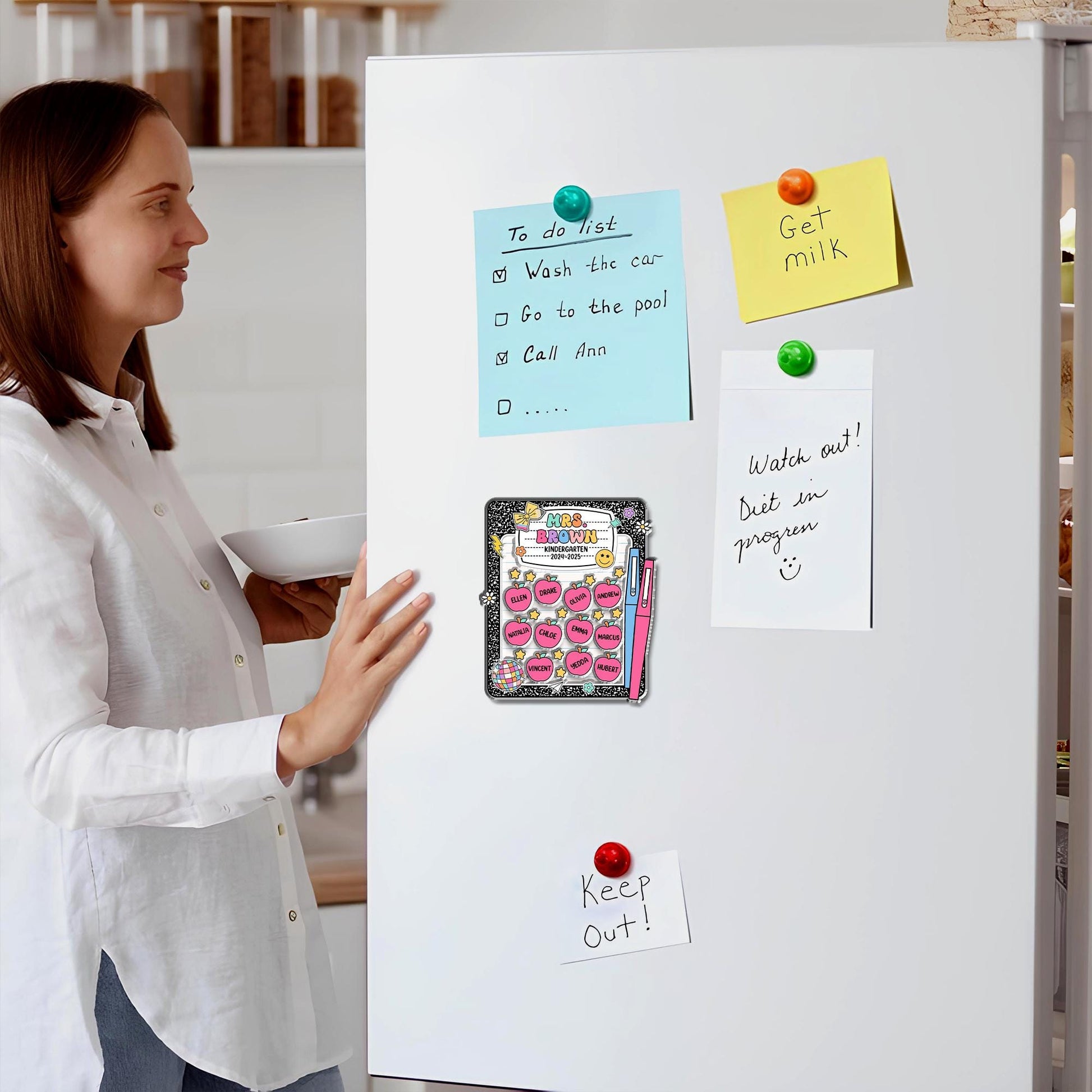 Custom Teacher Shaker Magnet, Composition Notebook Design