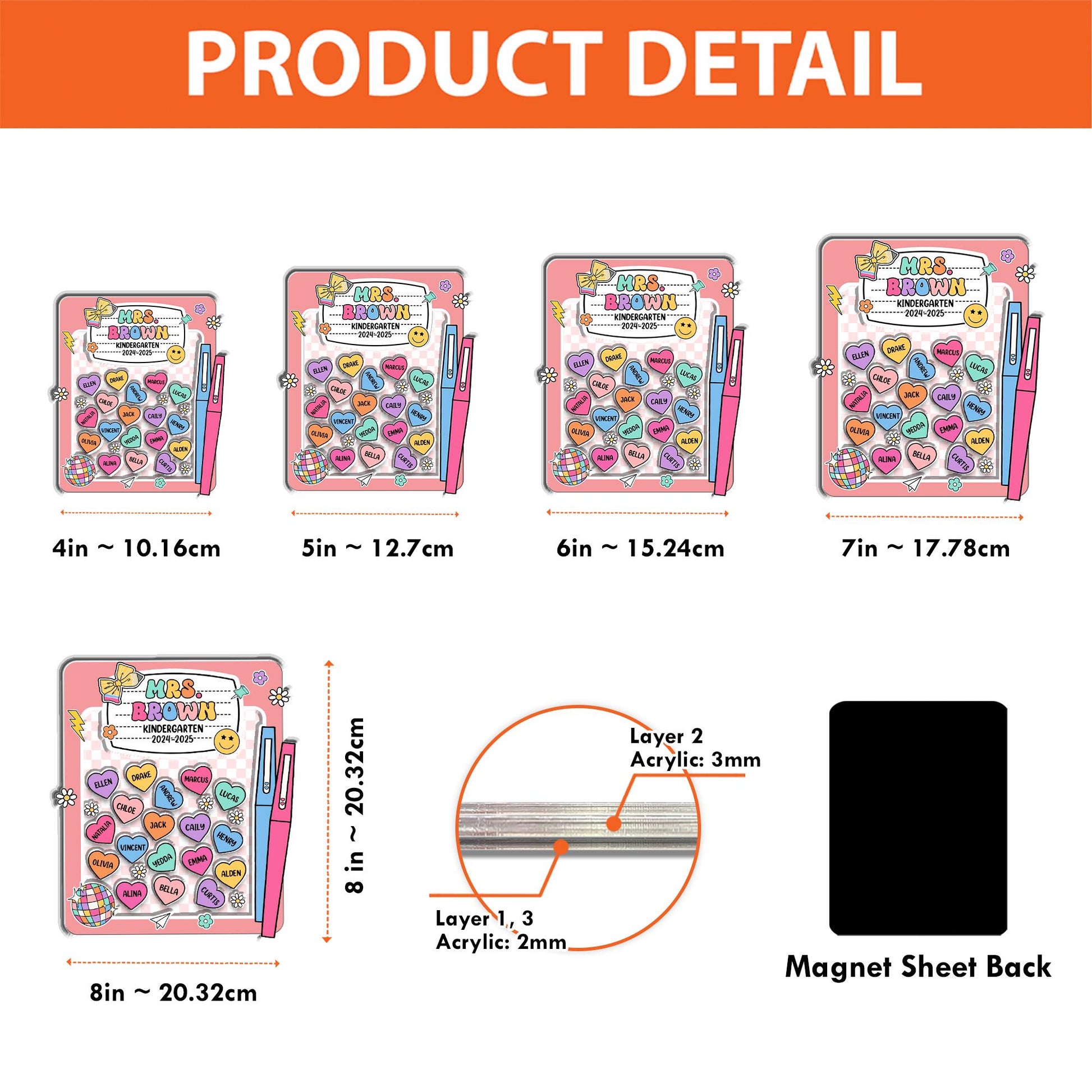 Kindergarten Teacher Appreciation Gift, Custom Teacher Shaker Magnet, Refrigerator Magnets, Back to School Gift, Composition Notebook Magnet