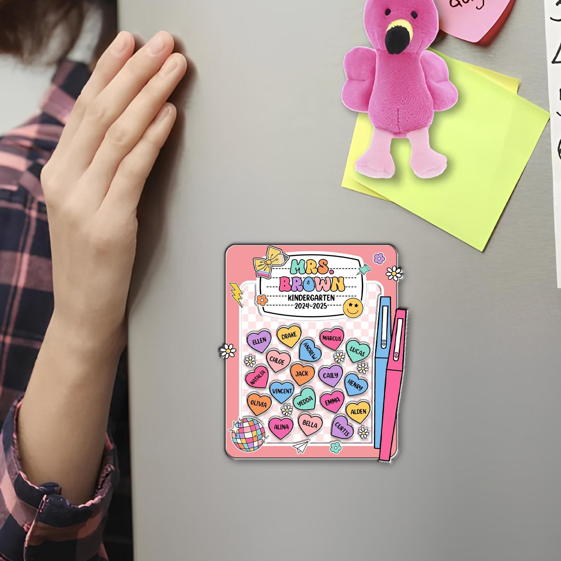 Kindergarten Teacher Appreciation Gift, Custom Teacher Shaker Magnet, Refrigerator Magnets, Back to School Gift, Composition Notebook Magnet