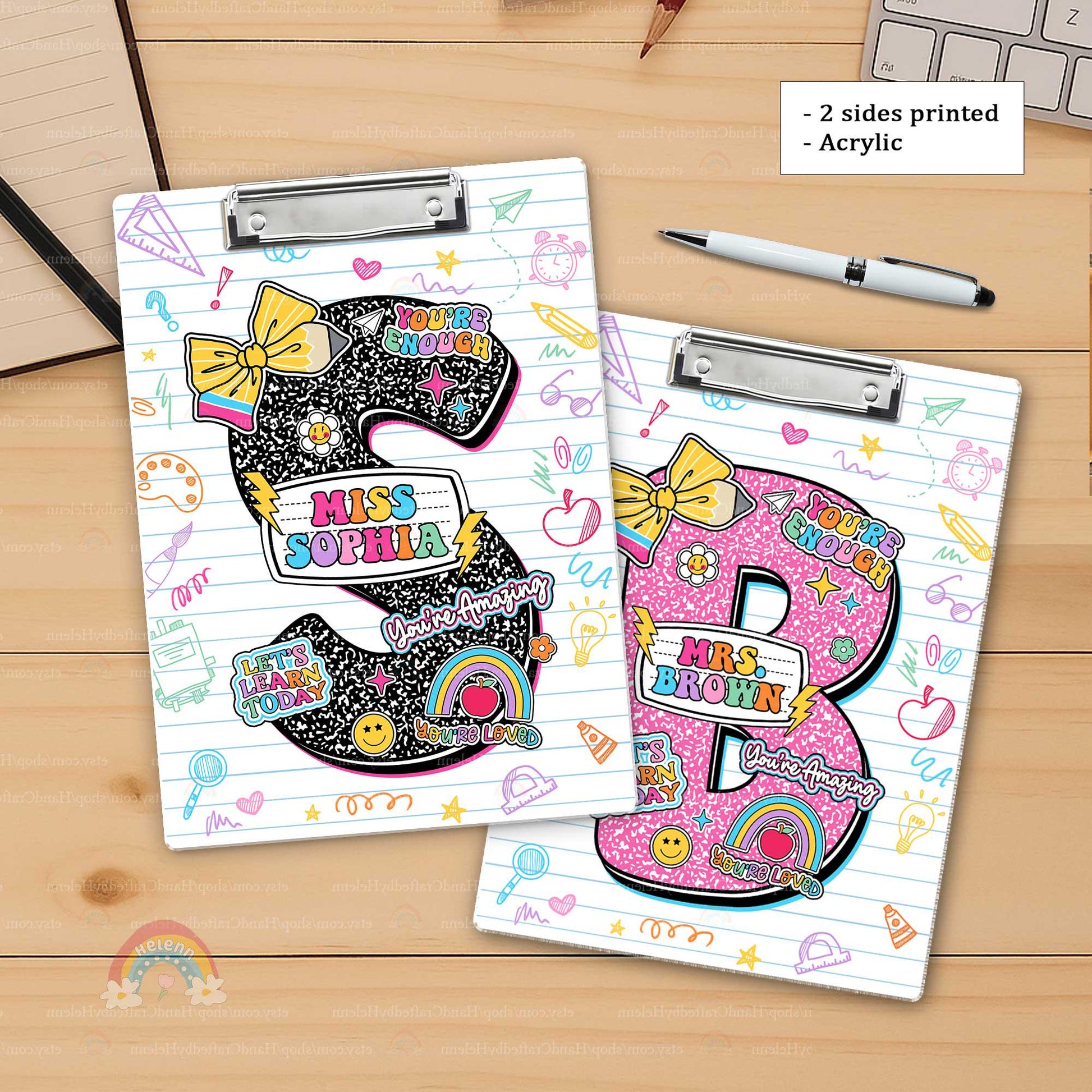 Custom Teacher Clipboard with Name, Acrylic Clipboard For Teacher, Personalized Teacher Gift, Back To School Gift, Teacher Appreciation Gift