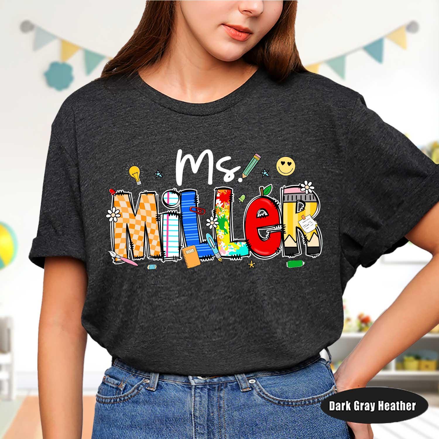 Personalized Teacher Shirt Back To School Shirt, Custom Teacher School Pattern Shirt, First Day Of School 1st Day, Teacher Appreciation Gift