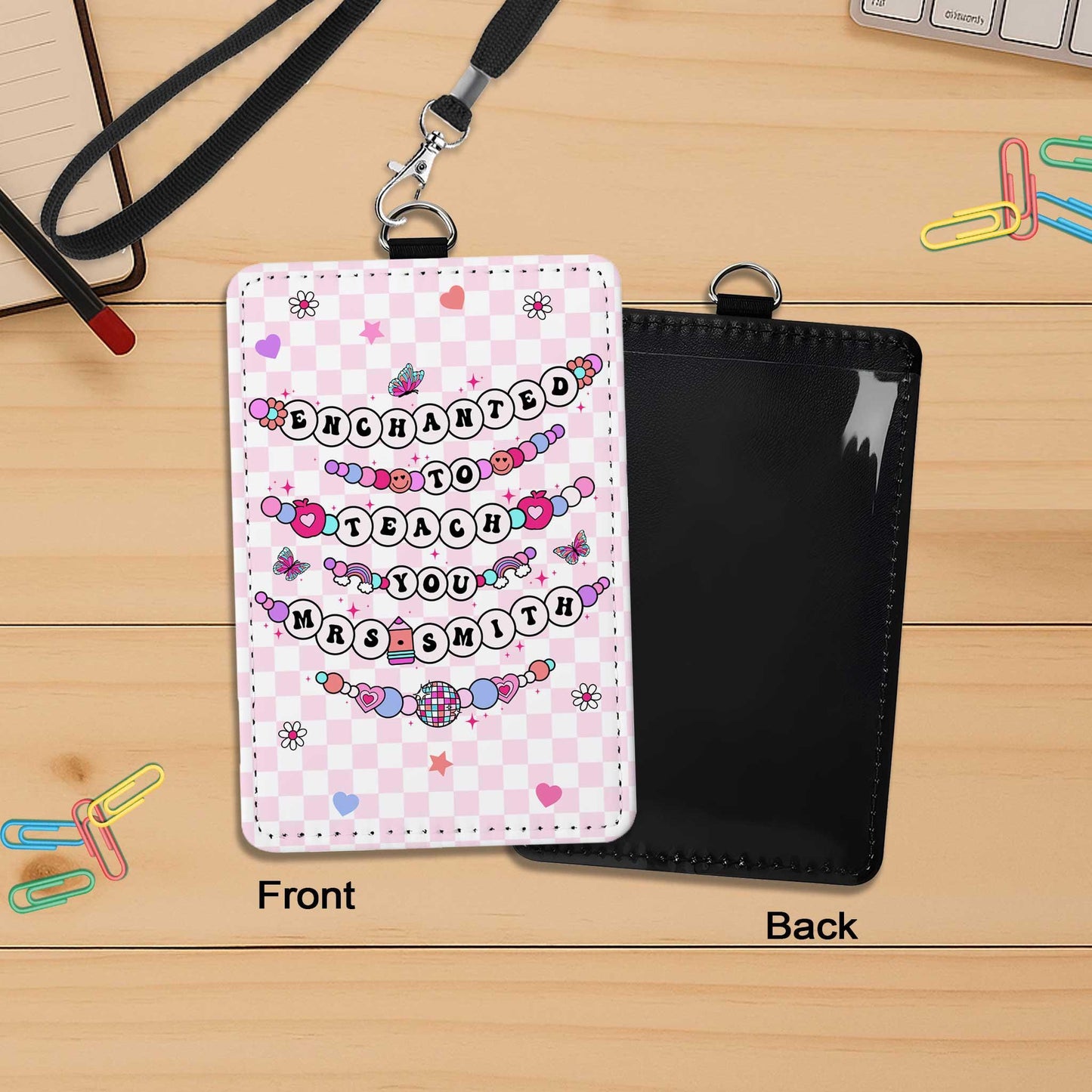 Teacher Appreciation Gift, Personalized Teacher ID Badge Holder, Teacher Gift Custom ID Holder, Enchanted To Teach You, Back To School Gift
