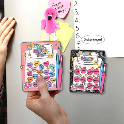 Kindergarten Teacher Appreciation Gift, Custom Teacher Shaker Magnet, Refrigerator Magnets, Back to School Gift, Composition Notebook Magnet