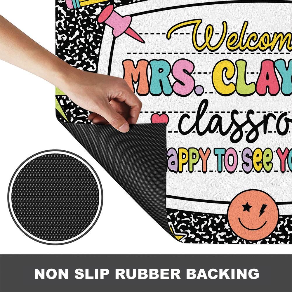 Personalized Teacher Classroom Doormat Composition Notebook Classroom Office Doormat, Teacher Gift Back To School, Teacher Appreciation Gift