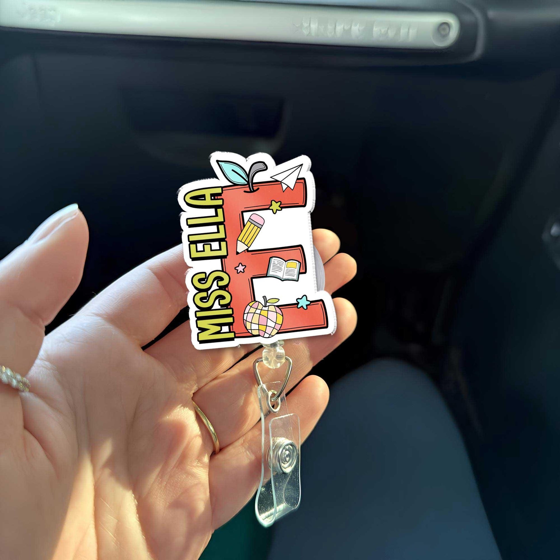 Personalized Teacher Badge Reel, Custom Teacher Name ID Holder Badge Reel, Retractable Badge Reel, Teacher Appreciation Gift, Back to School