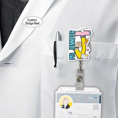 Personalized Teacher Badge Reel, Custom Teacher Name ID Holder Badge Reel, Retractable Badge Reel, Teacher Appreciation Gift, Back to School