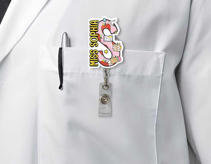 Personalized Teacher Badge Reel, Custom Teacher Name ID Holder Badge Reel, Retractable Badge Reel, Teacher Appreciation Gift, Back to School