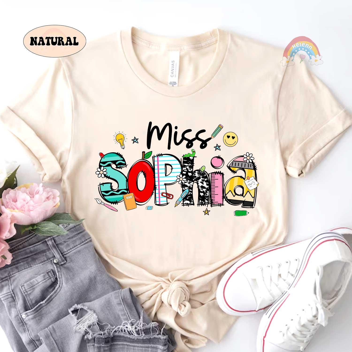 Personalized Teacher Shirt Back To School Shirt, Custom Teacher School Pattern Shirt, First Day Of School 1st Day, Teacher Appreciation Gift