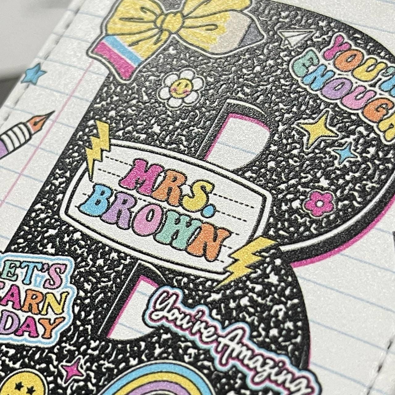 Personalized Teacher ID Badge Holder, ID Holder Custom School Supply Theme, Teacher Gifts, Teacher Appreciation Gift, Back To School Gift