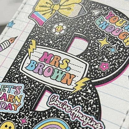 Personalized Teacher ID Badge Holder, ID Holder Custom School Supply Theme, Teacher Gifts, Teacher Appreciation Gift, Back To School Gift