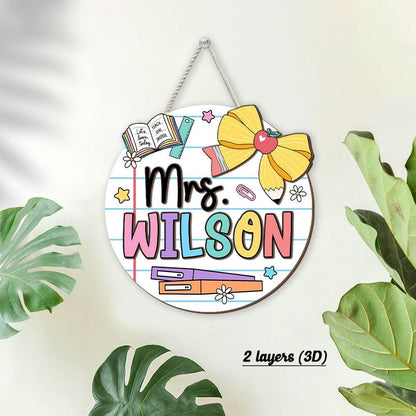 Teacher Appreciation Gift, Custom 3D Teacher Door Hanger With Name, Gift For Teacher, Teacher Name Sign Classroom Decor, Back To School Gift