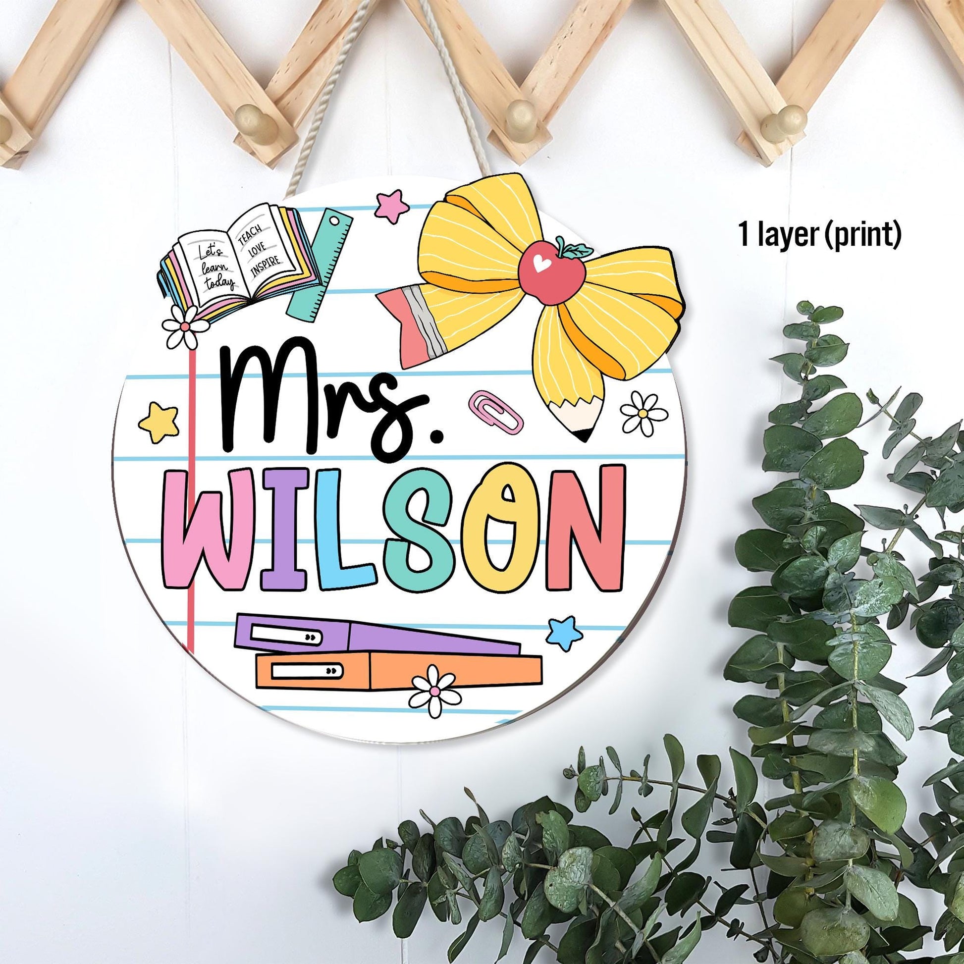 Teacher Appreciation Gift, Custom 3D Teacher Door Hanger With Name, Gift For Teacher, Teacher Name Sign Classroom Decor, Back To School Gift