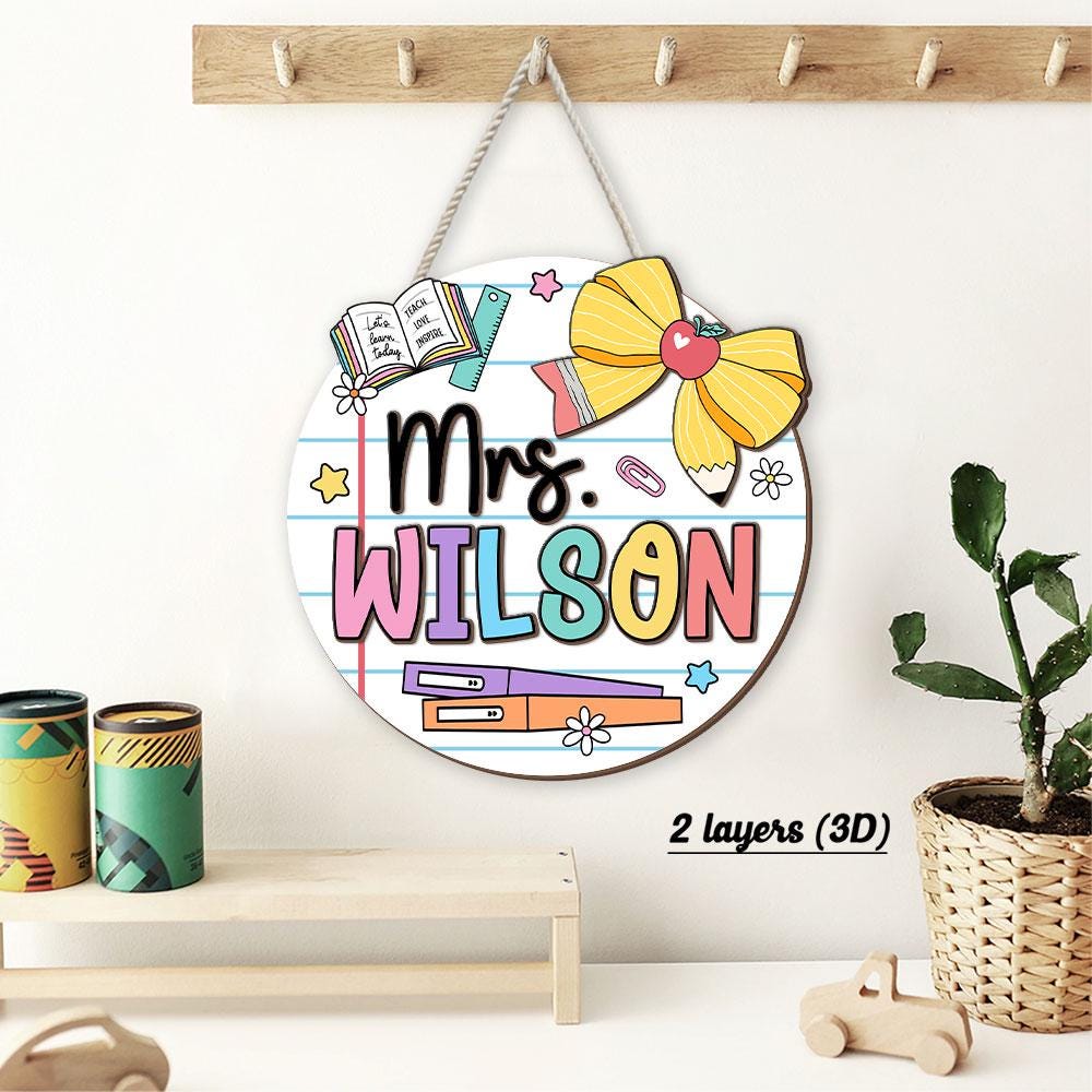 Teacher Appreciation Gift, Custom 3D Teacher Door Hanger With Name, Gift For Teacher, Teacher Name Sign Classroom Decor, Back To School Gift