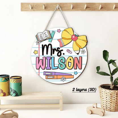 Teacher Appreciation Gift, Custom 3D Teacher Door Hanger With Name, Gift For Teacher, Teacher Name Sign Classroom Decor, Back To School Gift