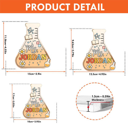 Custom Science Teacher Desk Plaque, Personalized Science Lab Teacher, Teacher Name Plate Acrylic Plaque, Custom Name Sign, Back To School