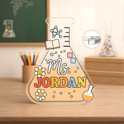 Custom Science Teacher Desk Plaque, Personalized Science Lab Teacher, Teacher Name Plate Acrylic Plaque, Custom Name Sign, Back To School
