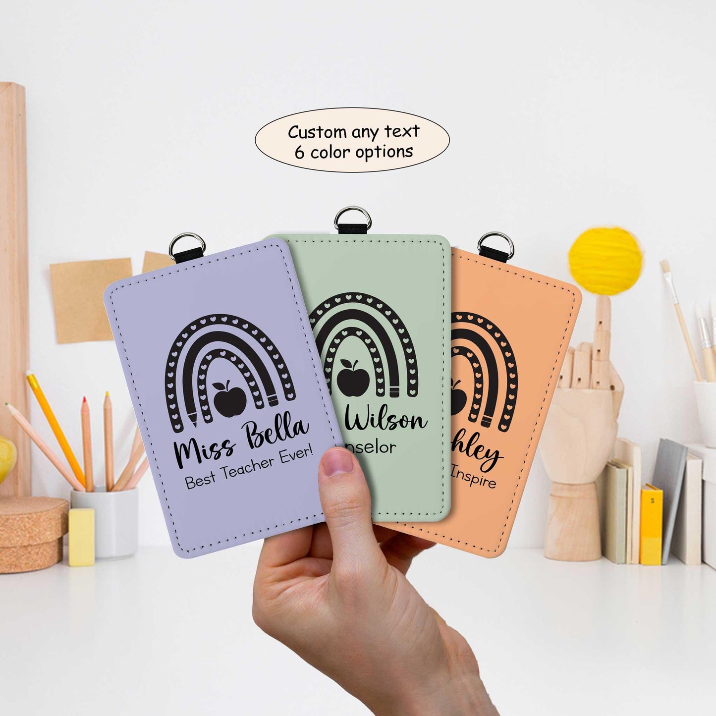 Personalized ID Badge Holder, Teacher ID Holder Badge Holder Name Lanyard Accessory, Teacher Appreciation Gift, Teacher Gift, Back To School