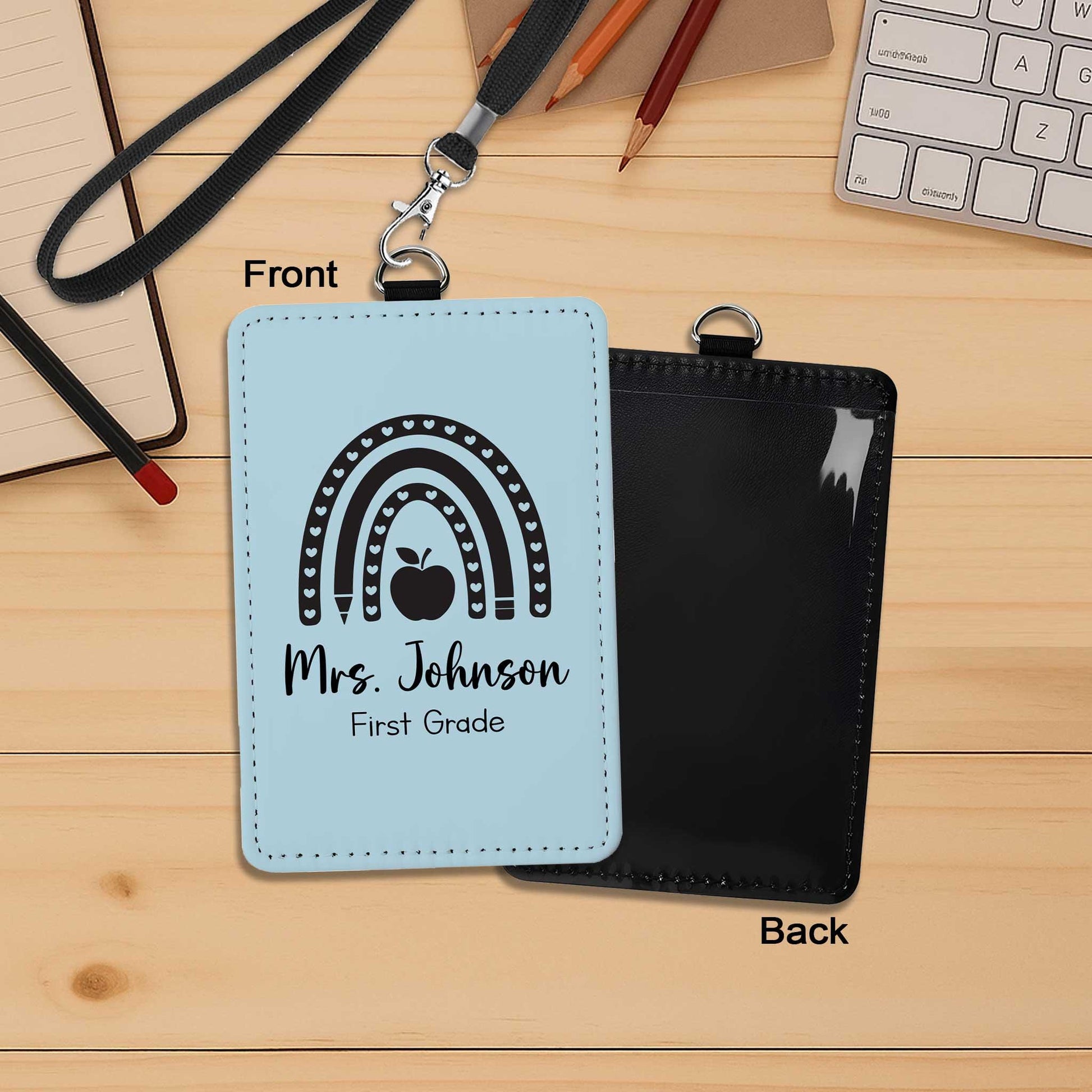 Personalized ID Badge Holder, Teacher ID Holder Badge Holder Name Lanyard Accessory, Teacher Appreciation Gift, Teacher Gift, Back To School