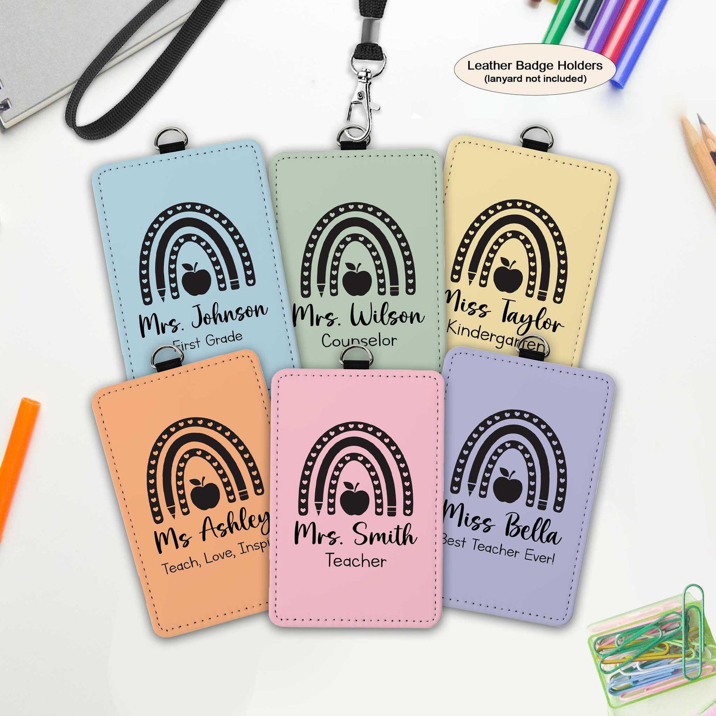 Personalized ID Badge Holder, Teacher ID Holder Badge Holder Name Lanyard Accessory, Teacher Appreciation Gift, Teacher Gift, Back To School