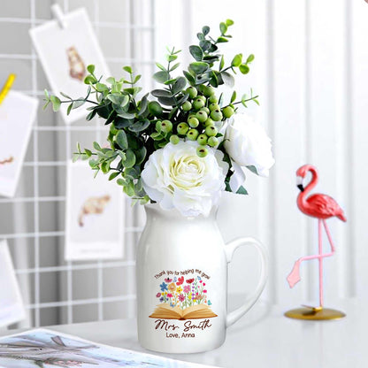 Teacher Appreciation Gift, Thank You for Helping Me Grow Custom Vase, Back To School Gift, Flower Vase for Teacher, Thank You Teacher Gifts