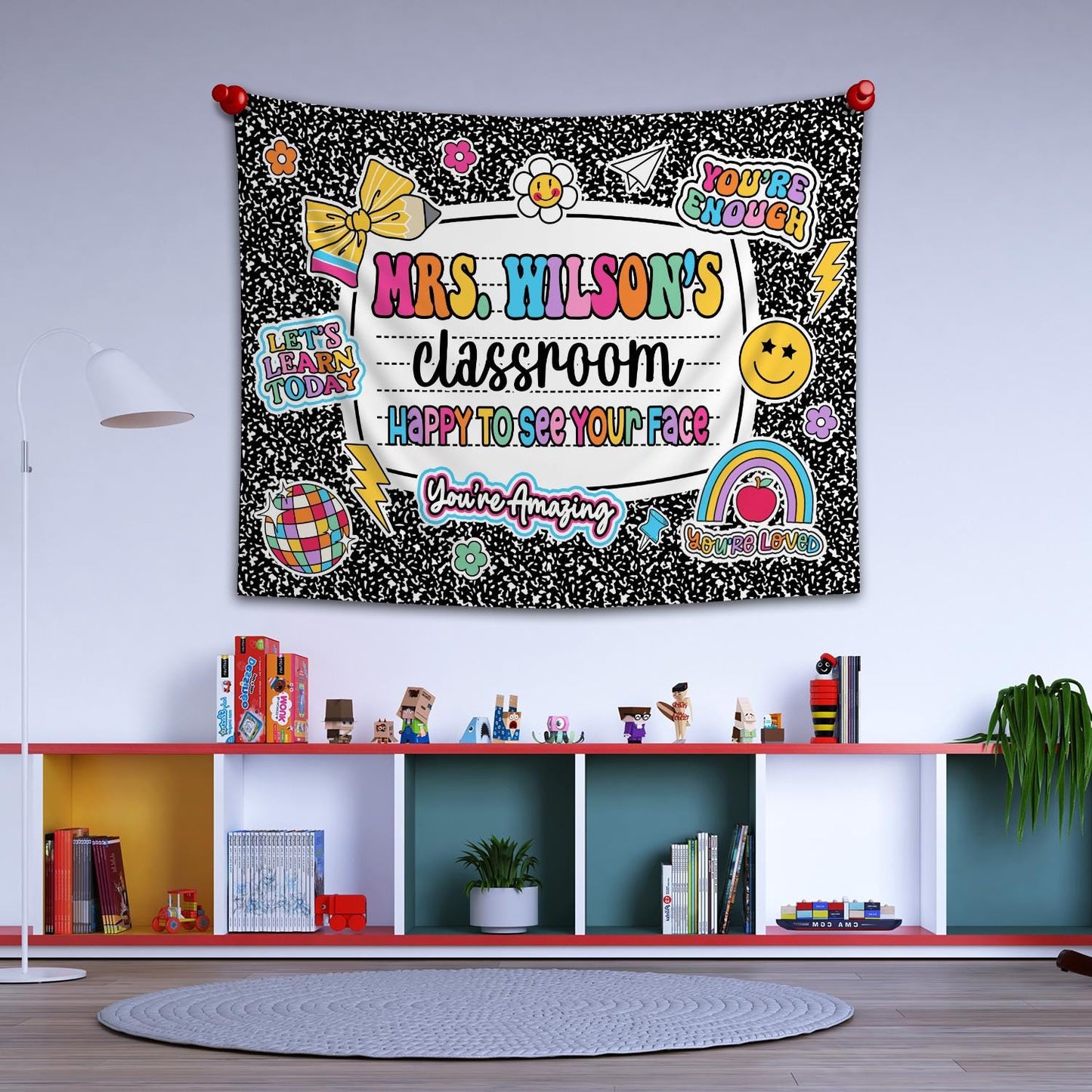 Custom Teacher Tapestry Classroom Tapestries, Happy To See Your Face, Teachers Name Gift, Teacher Appreciation Gifts, Back To School Gift