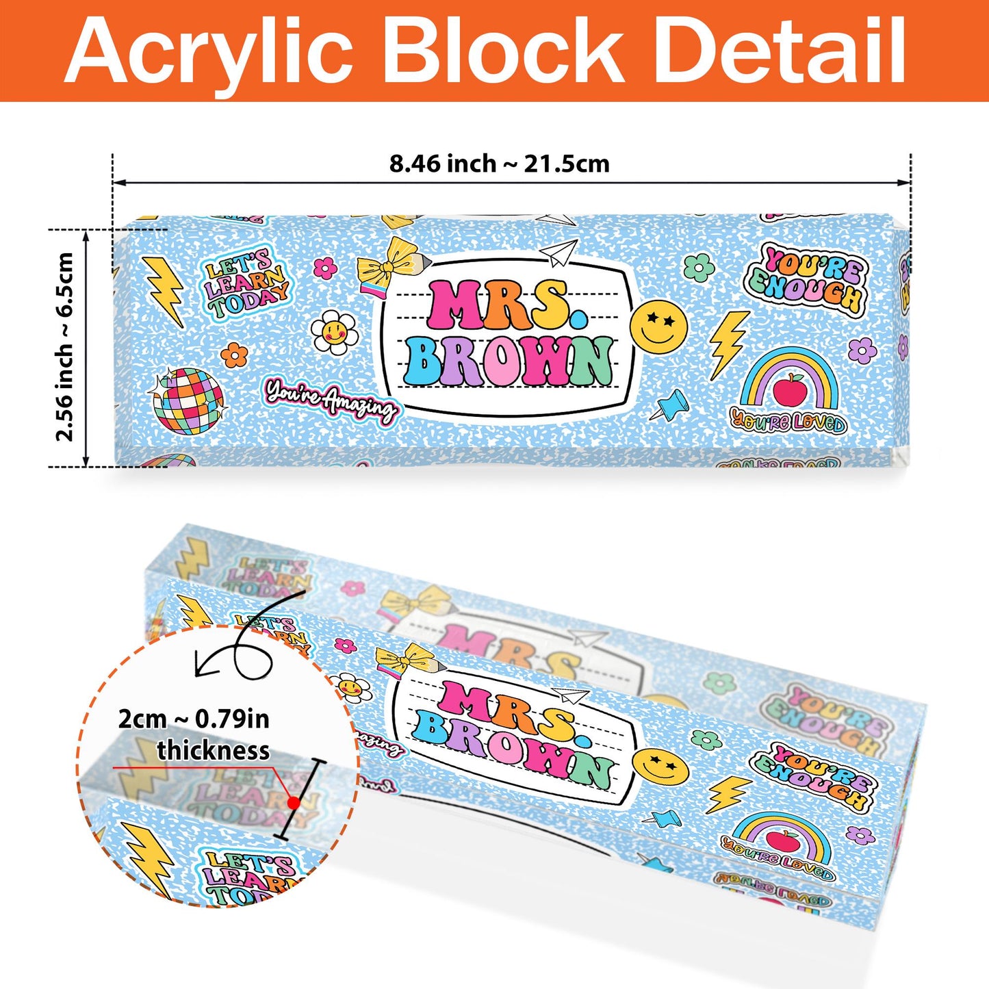 Personalized Teacher Name Plate, Custom Acrylic Plaque Desk Sign Gift For Teacher, Teacher Gifts, Teacher Appreciation Gift, Back To School