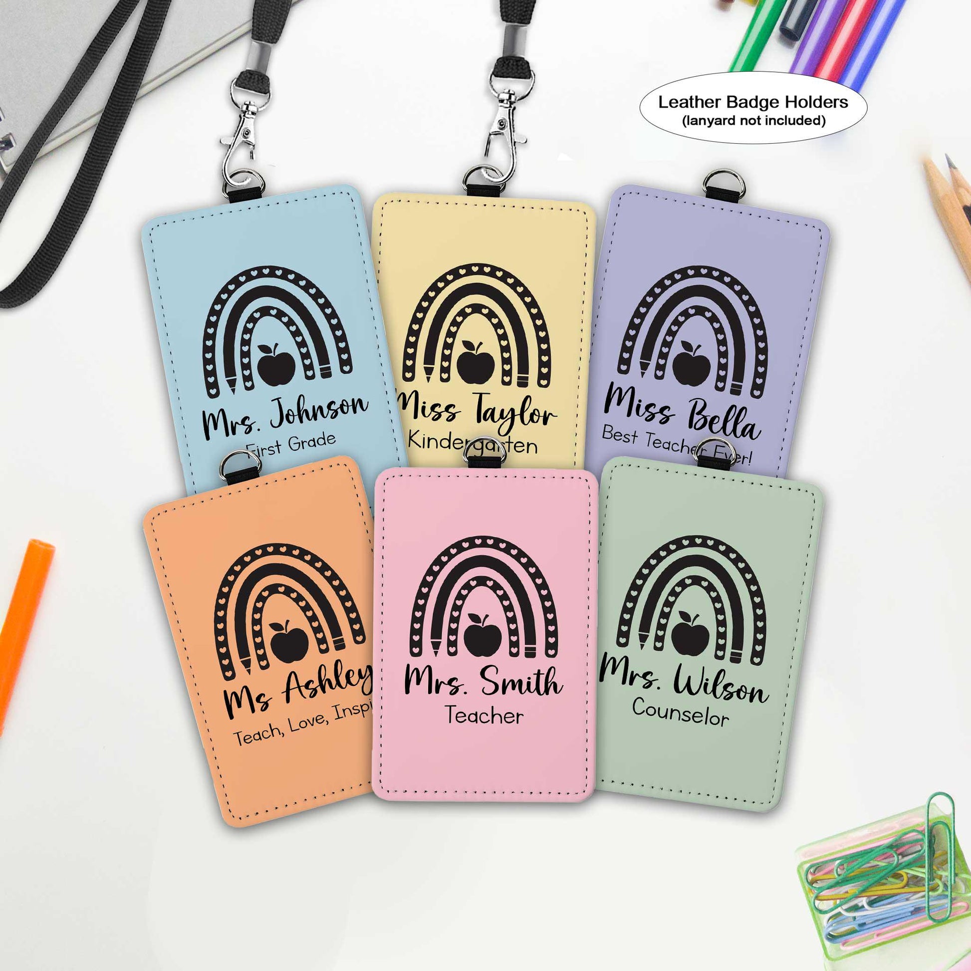 Personalized ID Badge Holder, Teacher ID Holder Badge Holder Name Lanyard Accessory, Teacher Appreciation Gift, Teacher Gift, Back To School