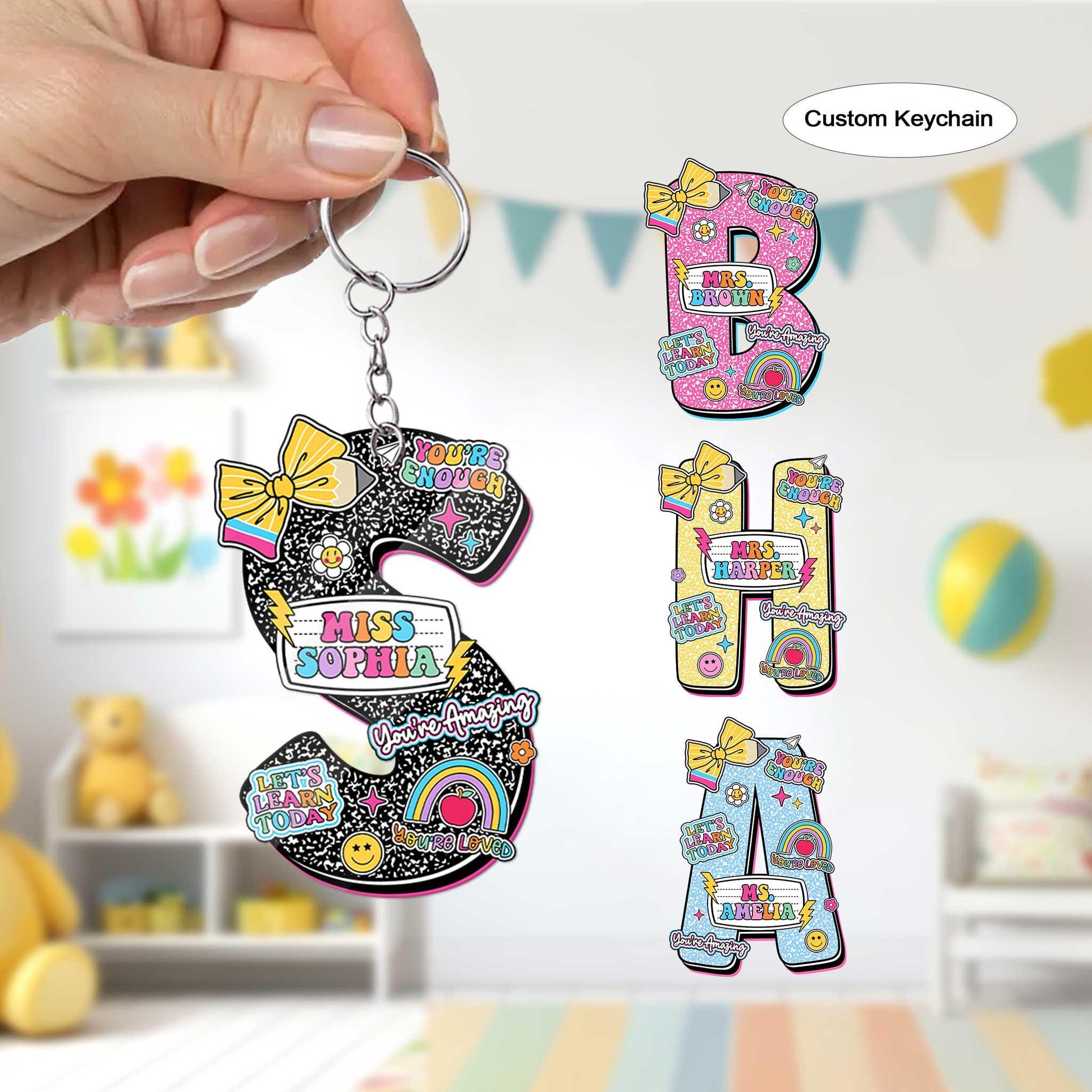 Custom Teacher Keychain Composition Book Keychain, Personalized Teacher Gift Back To School Gift, Teacher Appreciation Gift, Teacher Bag Tag