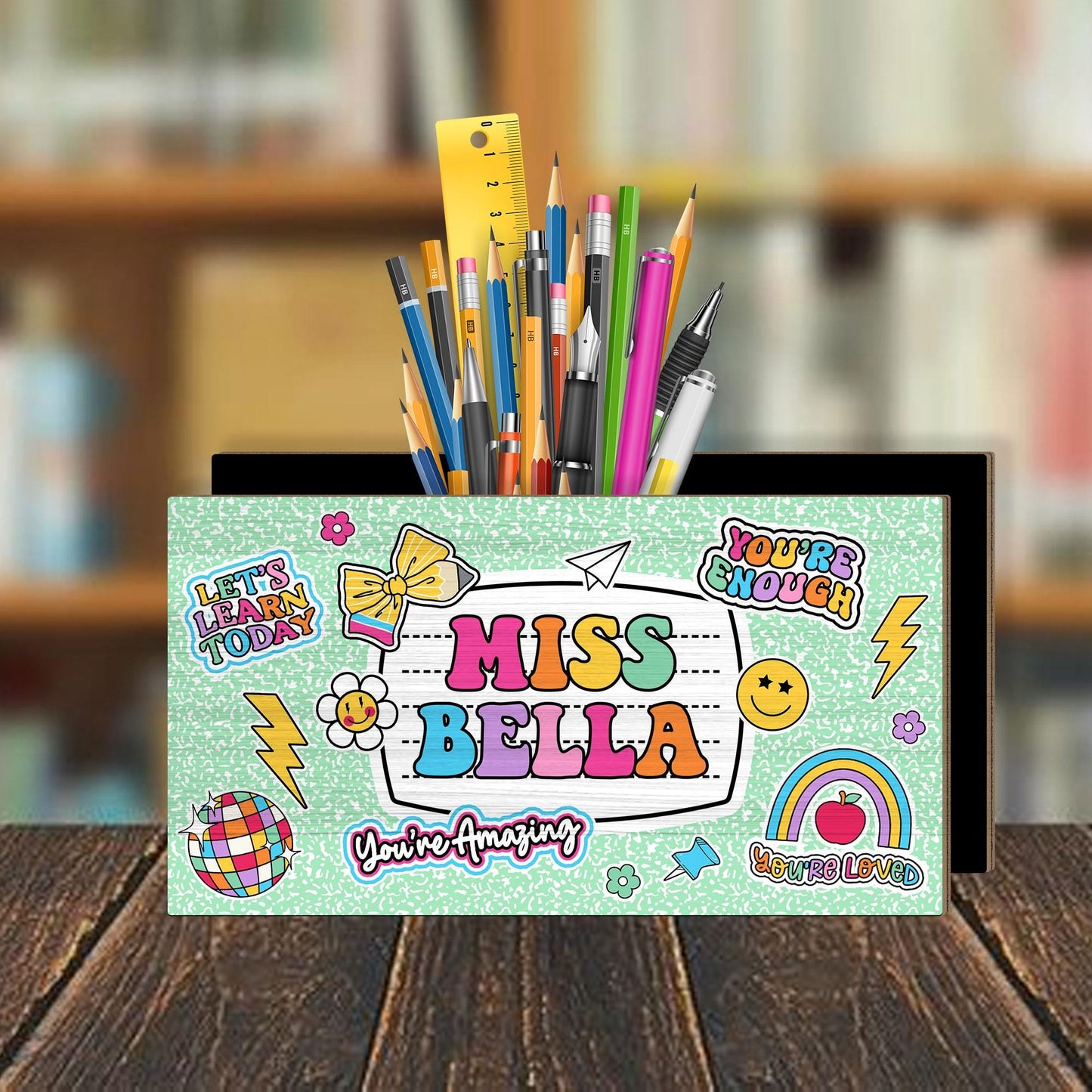 Personalized Teacher Pencil Holder, Teacher Appreciation Gift, Back To School, Office Decor Custom Pen Holder Teacher's Gift, Desk Organizer