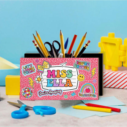 Personalized Teacher Pencil Holder, Teacher Appreciation Gift, Back To School, Office Decor Custom Pen Holder Teacher's Gift, Desk Organizer