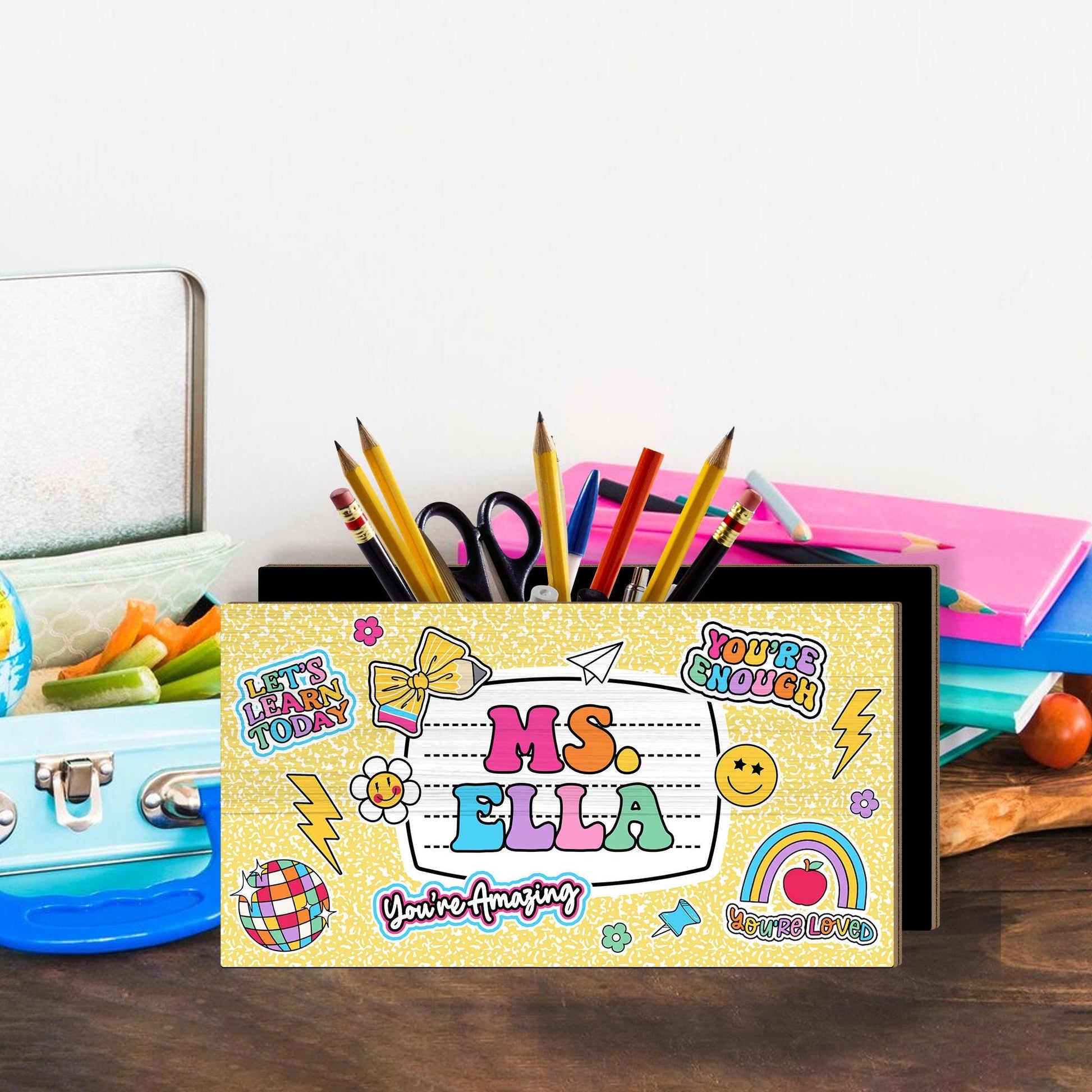 Personalized Teacher Pencil Holder, Teacher Appreciation Gift, Back To School, Office Decor Custom Pen Holder Teacher's Gift, Desk Organizer