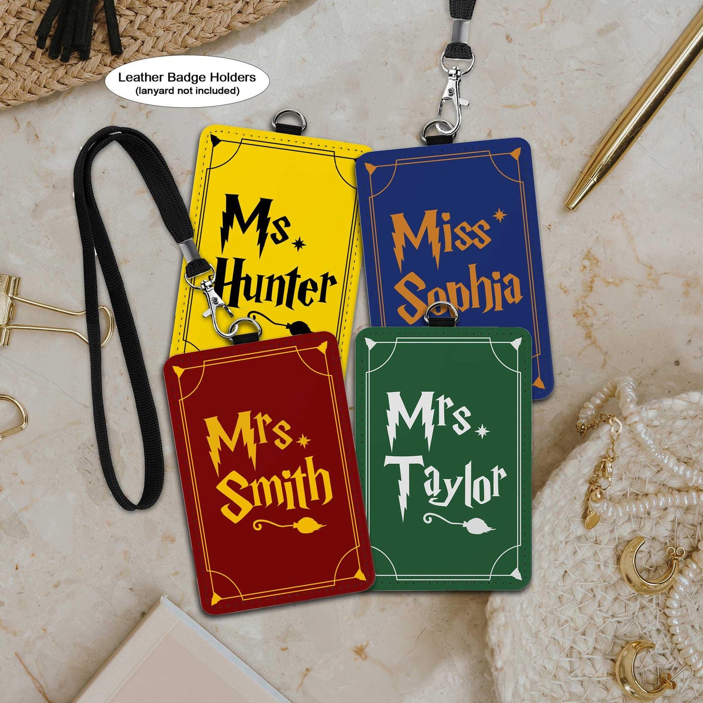 Teacher ID Badge Holder, Teacher Wizard Custom Name Personalized ID Holder, Teacher Gifts, Teacher Appreciation Gift, Back To School Gift