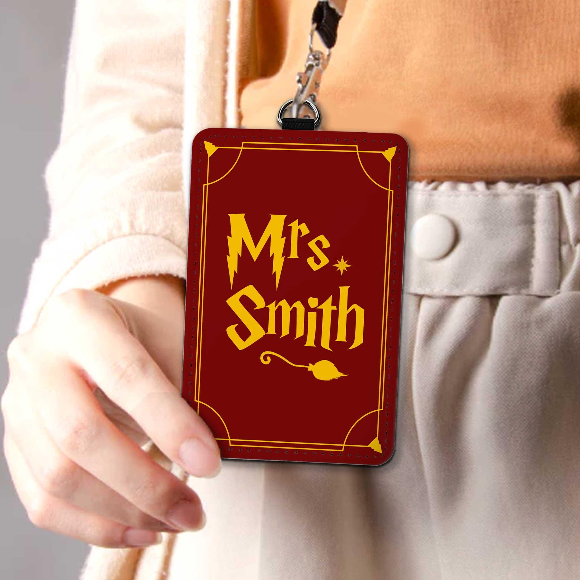 Teacher ID Badge Holder, Teacher Wizard Custom Name Personalized ID Holder, Teacher Gifts, Teacher Appreciation Gift, Back To School Gift