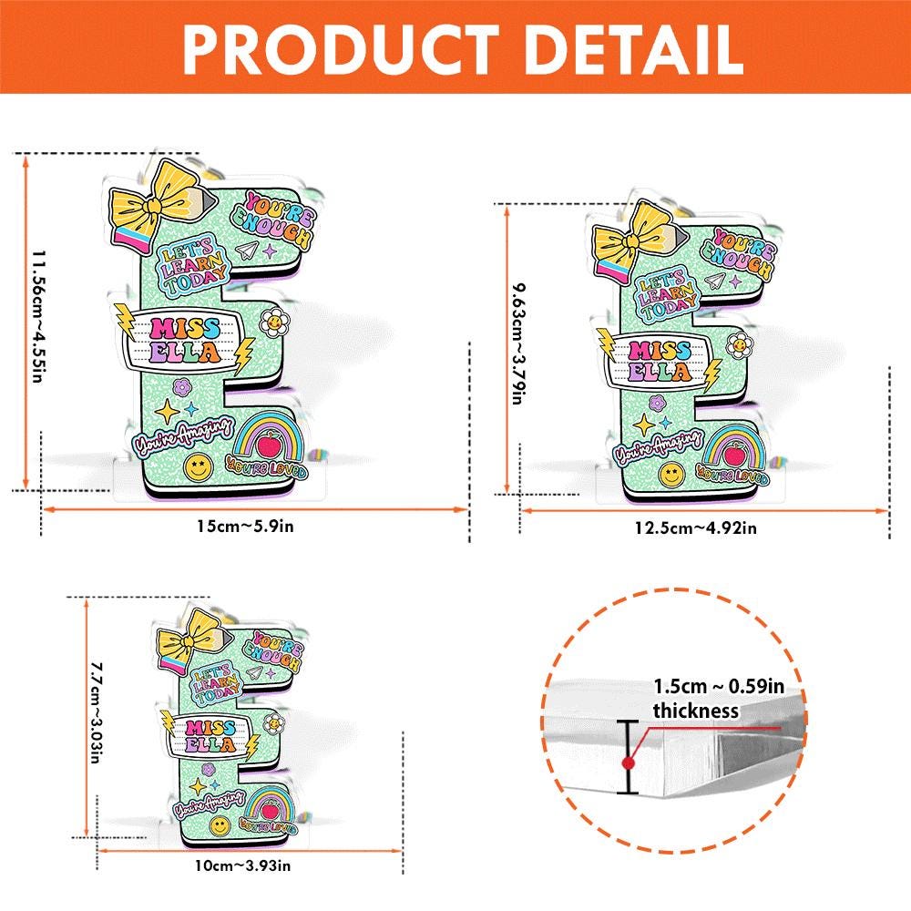 Personalized Teacher Name Acrylic Block Composition Book, Teacher Acrylic Name Plate Custom Desk Plaque Name Sign, Teacher Appreciation Gift