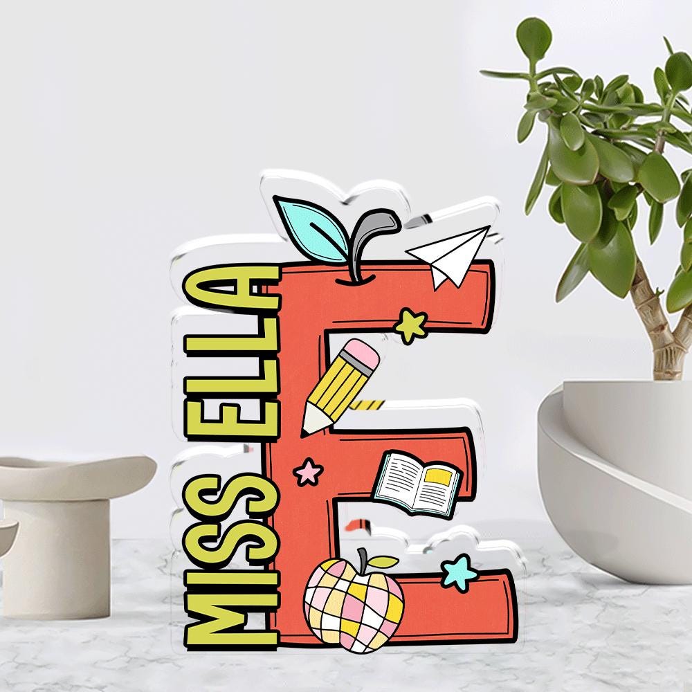 Custom Teacher Desk Plaque, Teacher Acrylic Block, Personalized Name Sign Acrylic Plaque, Teacher Appreciation Gift, Back To School Gift