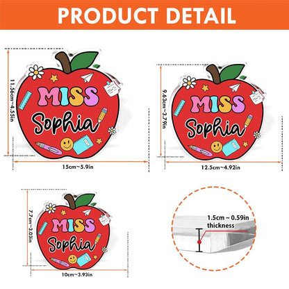 Custom Teacher Acrylic Block, Teacher Name Plate Desk Name Plaque, Back To School Gift, Teacher Gift, Teacher Desk Decor Apple, Office Decor