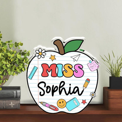 Personalized Teacher Acrylic Block Teacher Desk Plaque, Teacher Acrylic Name Plate Name Sign Gift, Teacher Appreciation Gift, Back To School