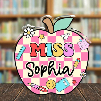 Custom Teacher Acrylic Block for Desk, Teacher Name Plate Acrylic Plaque, Teacher Appreciation Gift, Back To School Gift, Desk Name Plaque