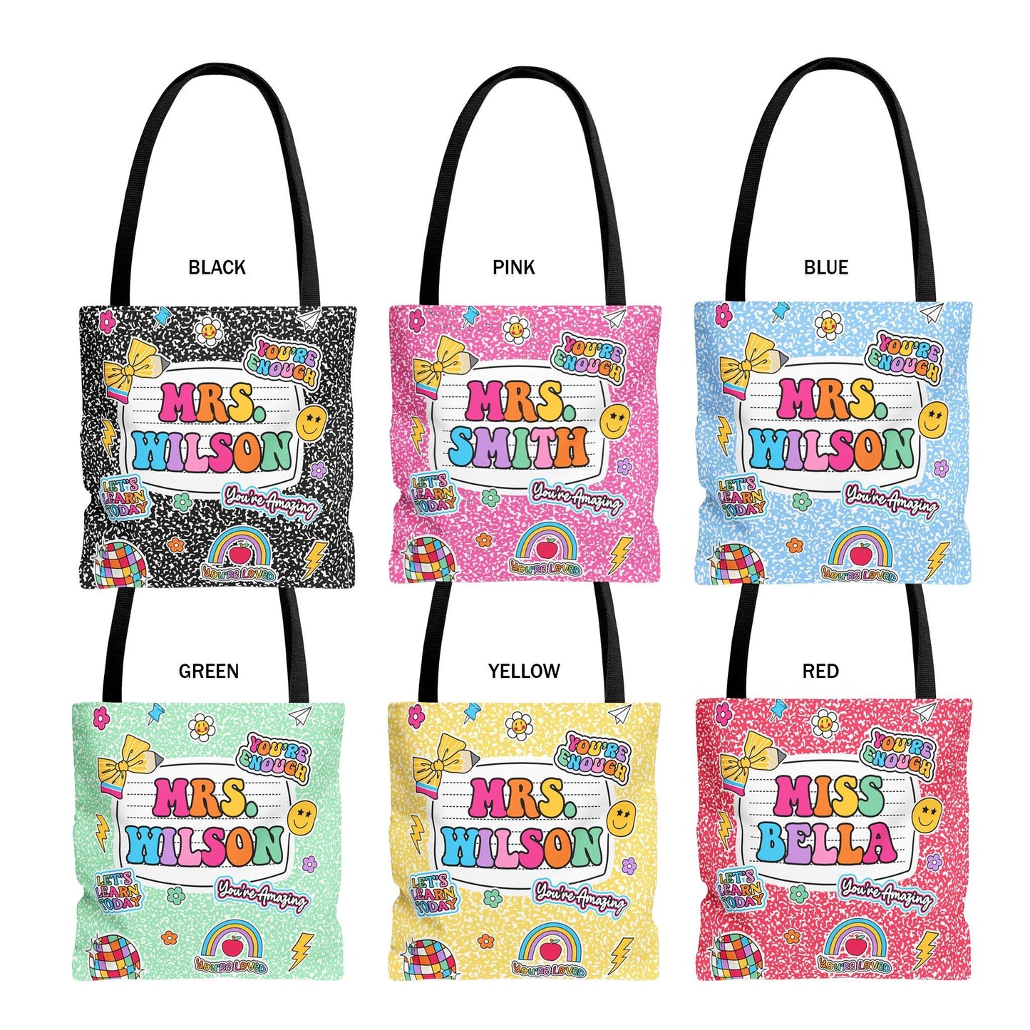 Personalized Teacher Tote Bag Composition Book, Back To School Teacher Bag, Teacher Gift Teacher Thank You Gift, Teacher Appreciation Gift