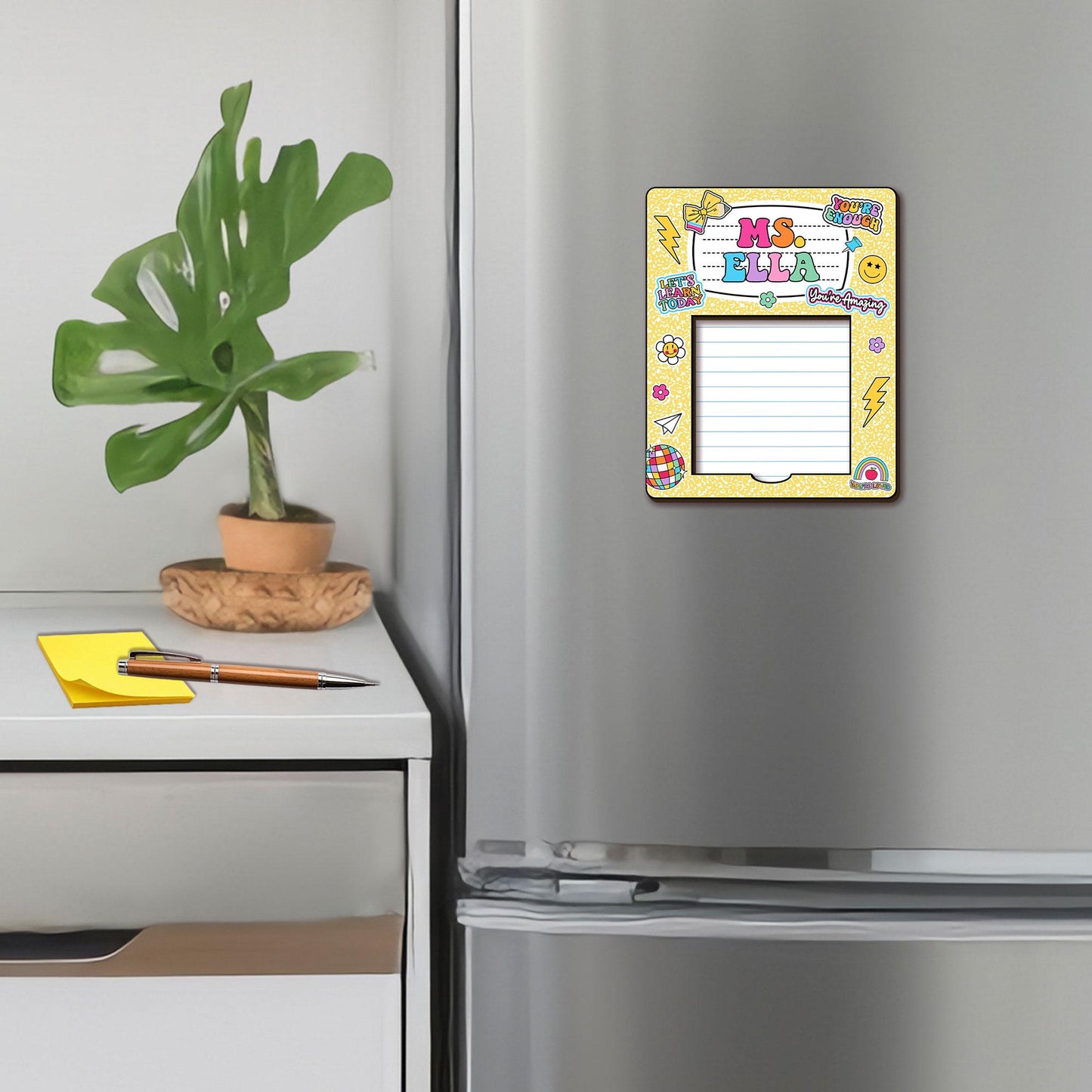 Personalized Teacher Sticky Note Holder, Teacher Appreciation magnet, Teacher Notepad Holder, Back to School Gift, Teacher Desk Decor