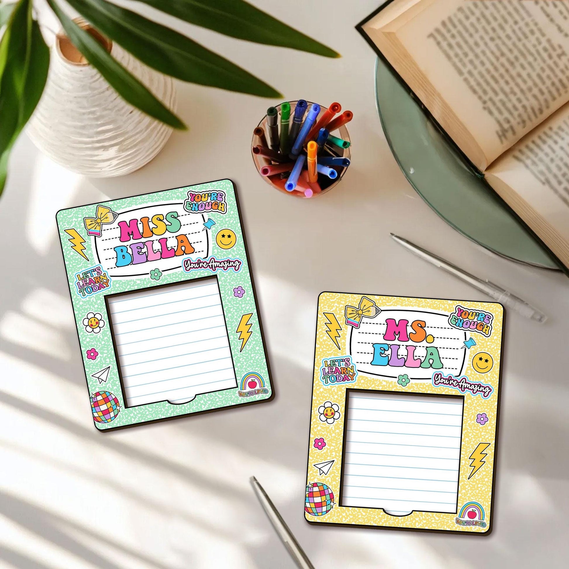 Personalized Teacher Sticky Note Holder, Teacher Appreciation magnet, Teacher Notepad Holder, Back to School Gift, Teacher Desk Decor